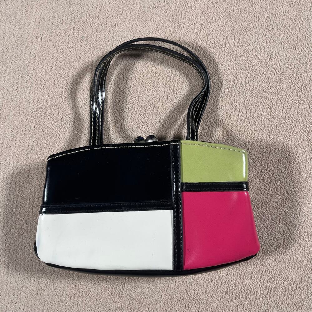 Y2K Faux Leather Mini Handbag Color Block 2000s 90s Accessory Going Out Punk